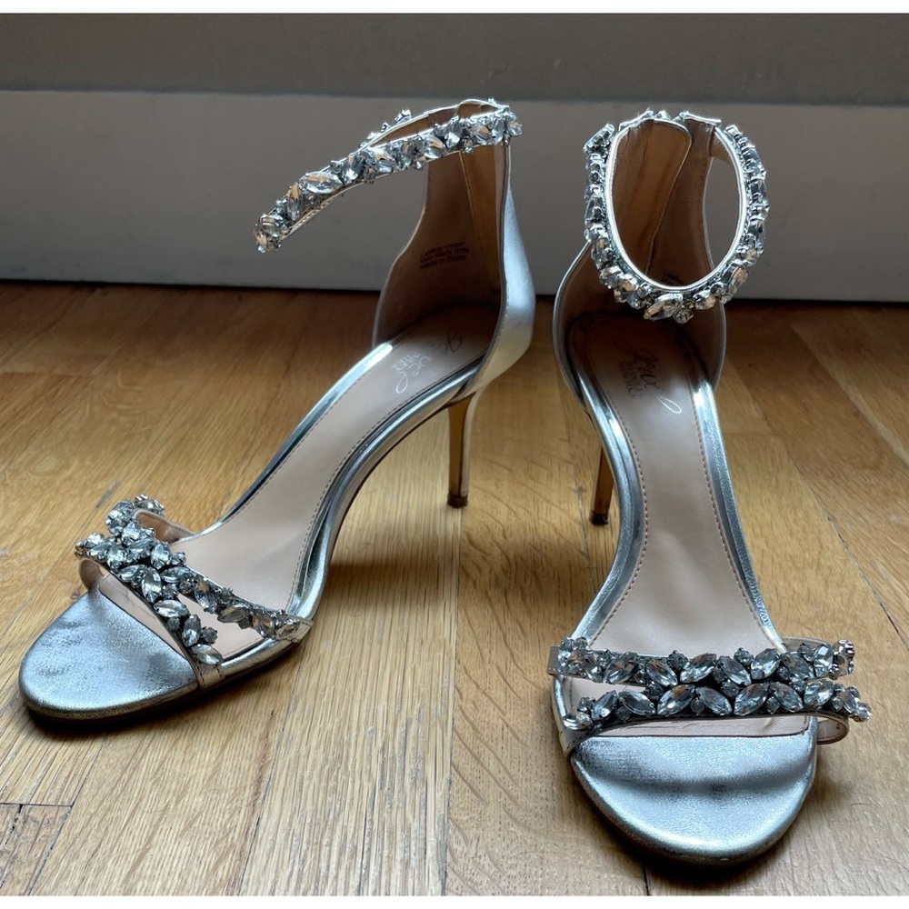 Silver Jewel Badgley Mischka Ankle Strap Heels